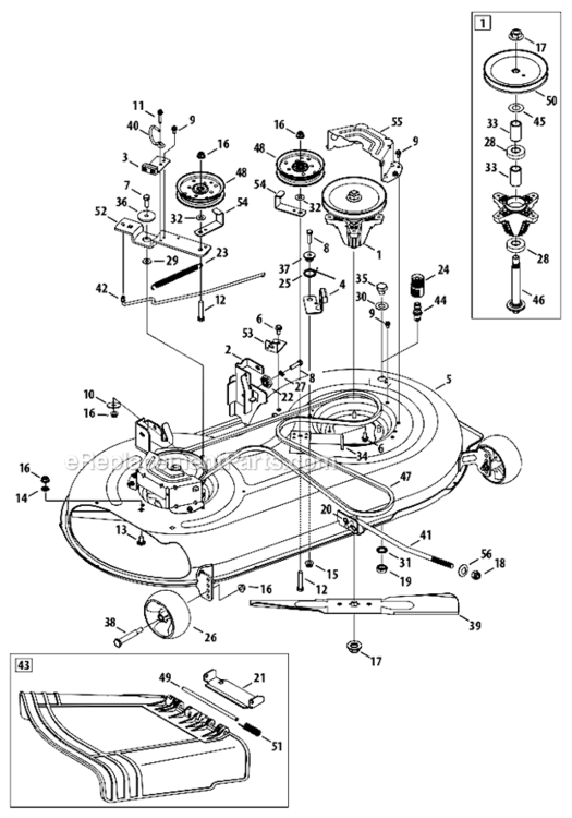 42_Deck Diagram and Parts List for 13AM77LS058  MTD Lawn Tractor