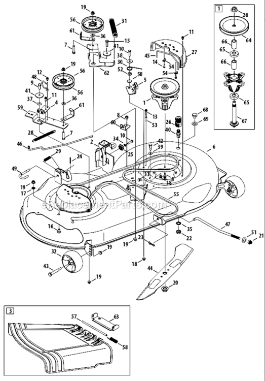 46_Deck Diagram and Parts List for 13AM77LS058  MTD Lawn Tractor