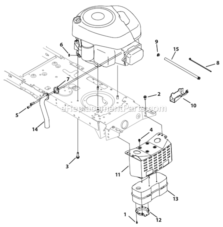 B_And_S_Model_With_Low_Muffler Diagram and Parts List for 13AM77LS058  MTD Lawn Tractor