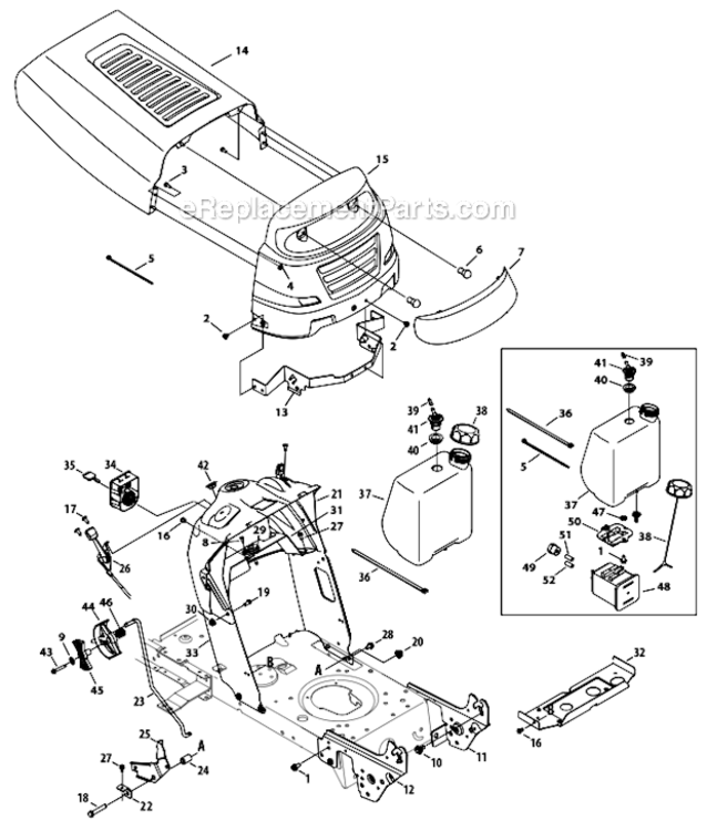 1_Style_Hood Diagram and Parts List for 13AM77LS058  MTD Lawn Tractor