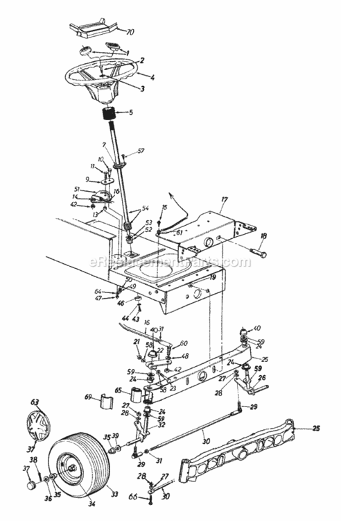 Axle_Front_Steering_Assembly_Wheels_Front Diagram and Parts List for 13AN690G352 2000 MTD Lawn Tractor