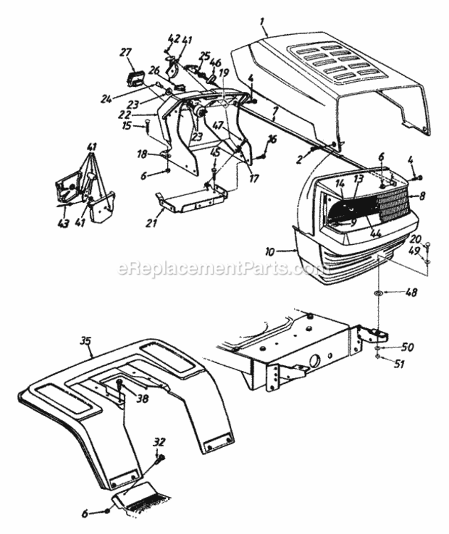 Hood_Style_0-In Diagram and Parts List for 13AN690G352 2001 MTD Lawn Tractor