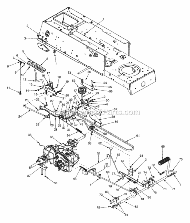 Drive_And_Controls Diagram and Parts List for 13AN690G352 2001 MTD Lawn Tractor