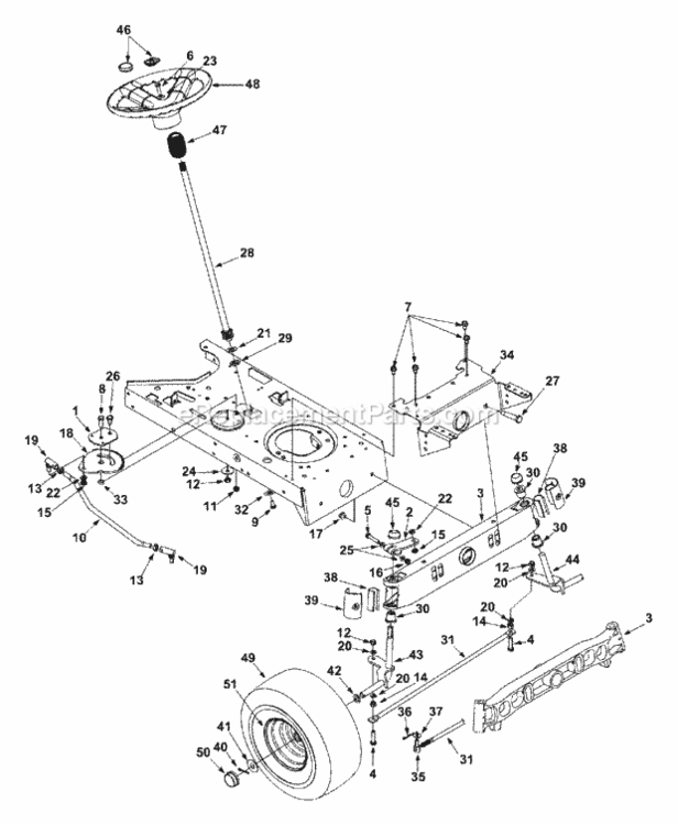 Axle_And_Wheels_Front_Steering Diagram and Parts List for 13AN690G352 2002 MTD Lawn Tractor