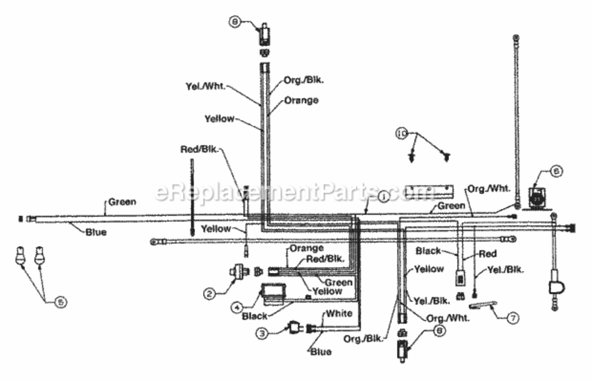 Electrical_Tecumseh Diagram and Parts List for 13AN690G352 2002 MTD Lawn Tractor