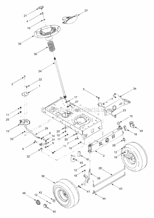 Axle_Front_Steering Diagram and Parts List for 13AN690G352 2003 MTD Lawn Tractor