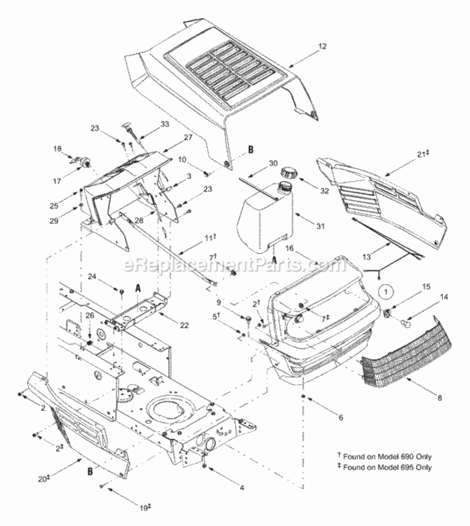 Hood_Style_0 Diagram and Parts List for 13AN690G352 2003 MTD Lawn Tractor