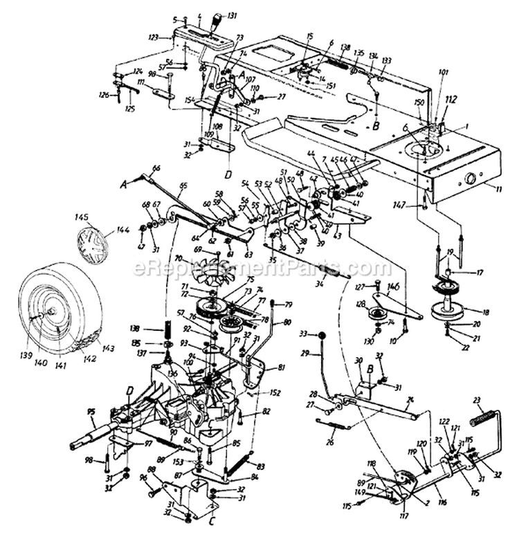 Page C Diagram and Parts List for 13AN695G151 1998 MTD Lawn Tractor