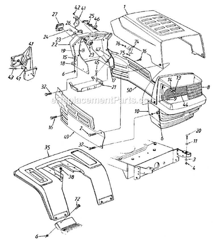 Page E Diagram and Parts List for 13AN695G151 1998 MTD Lawn Tractor