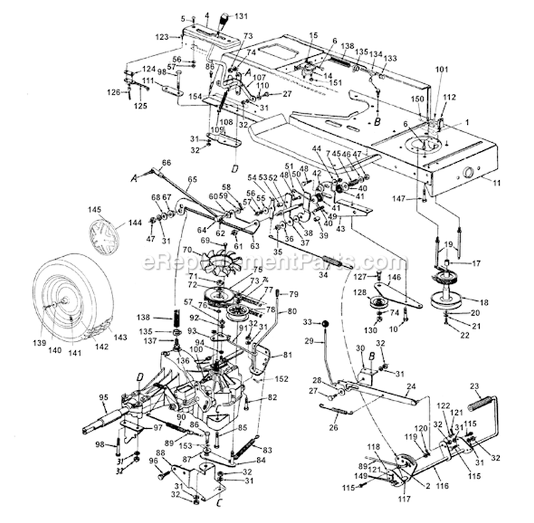 Page C Diagram and Parts List for 13AN698G033 1998 MTD Lawn Tractor