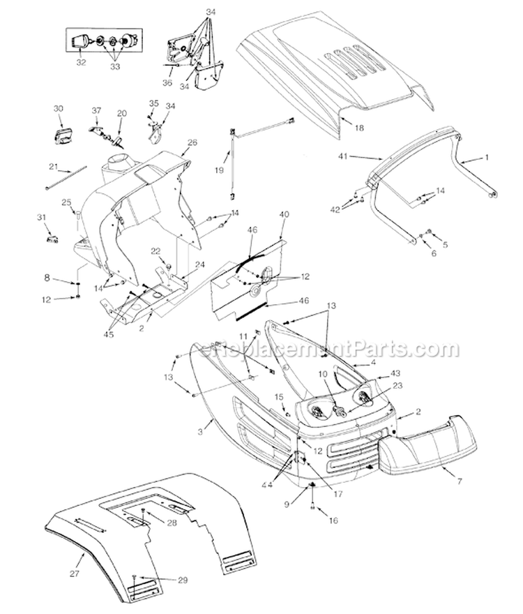 Page E Diagram and Parts List for 13AN698G033 1998 MTD Lawn Tractor