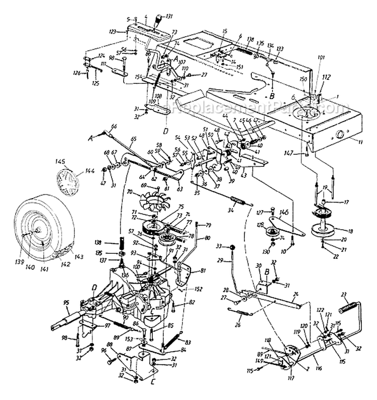 Page D Diagram and Parts List for 13AN698G033 1999 MTD Lawn Tractor