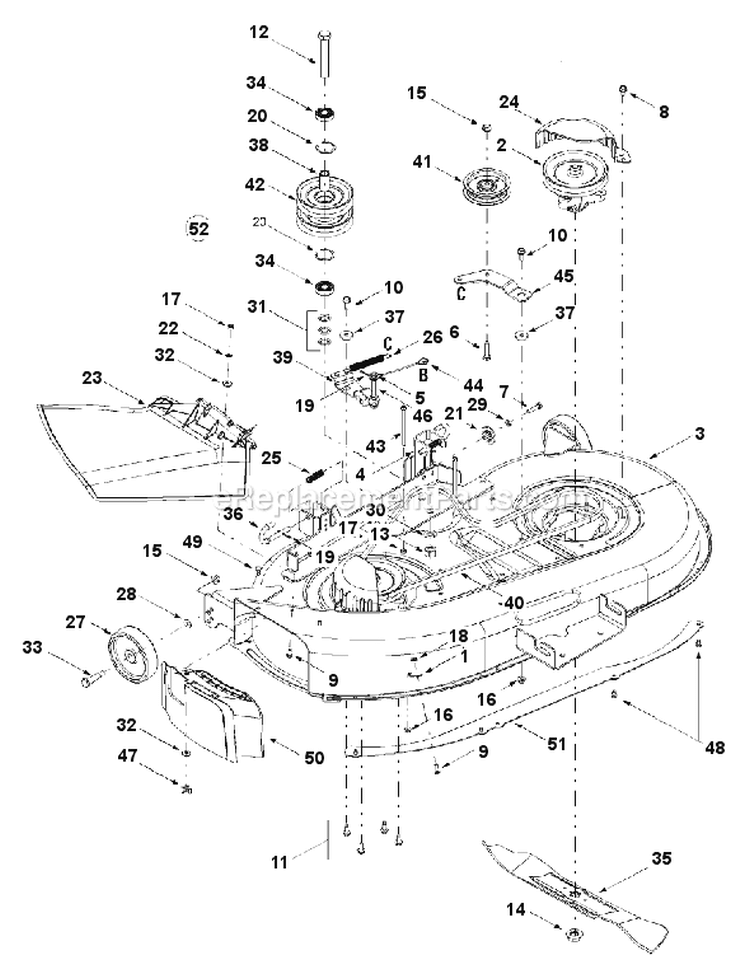 Page C Diagram and Parts List for 13AS608G033 2000 MTD Lawn Tractor