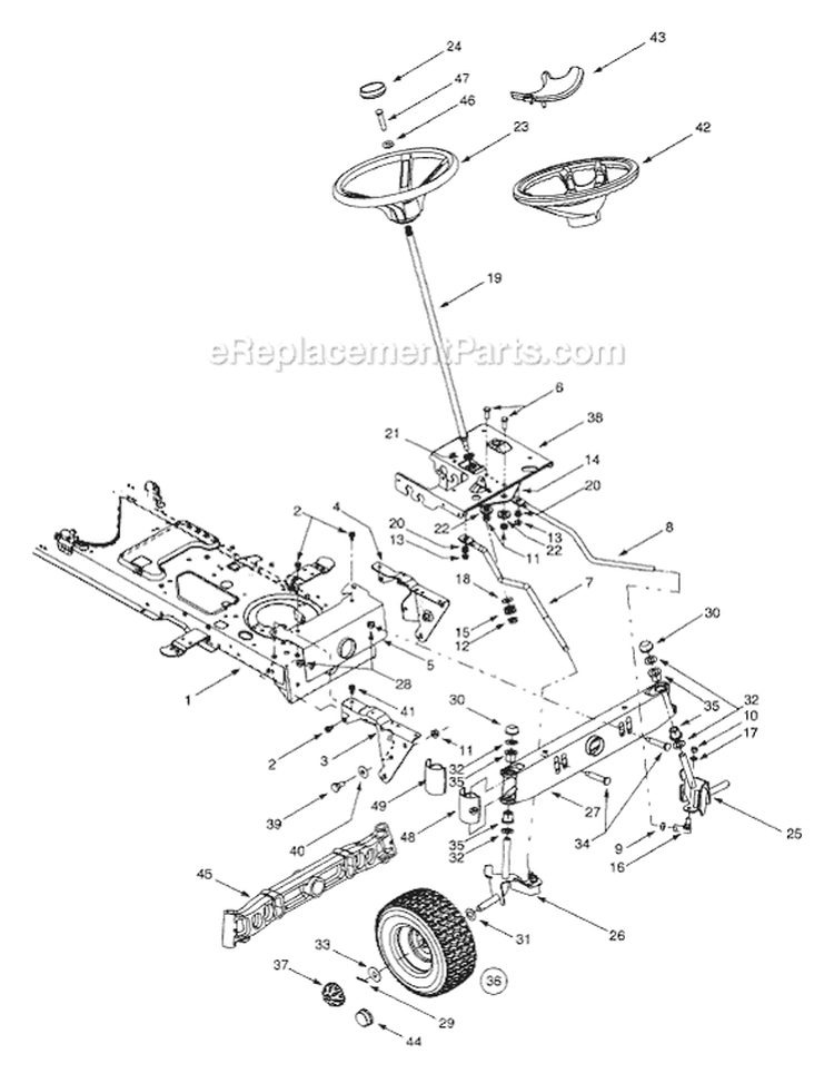 Page A Diagram and Parts List for 13AS608G033 2001 MTD Lawn Tractor
