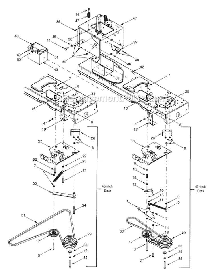 Page H Diagram and Parts List for 13AS608G033 2001 MTD Lawn Tractor
