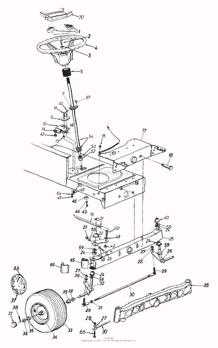 Page A Diagram and Parts List for 13AS698G033 1999 MTD Lawn Tractor