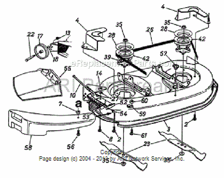 Deck Assembly 42 Diagram and Parts List for 13AS699G088  MTD Lawn Tractor