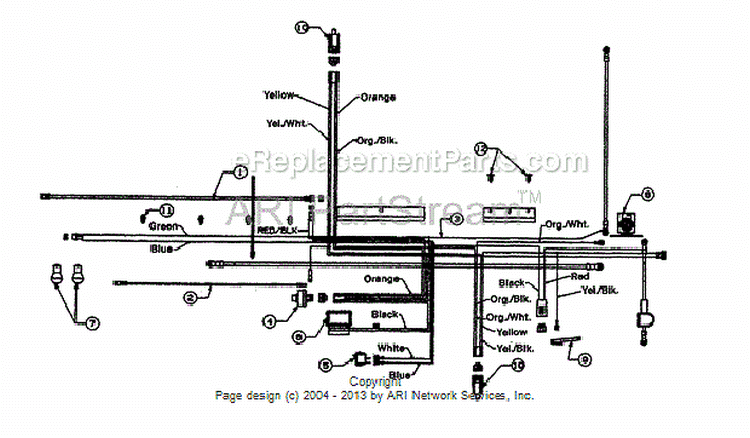 ElectricalSwitches Diagram and Parts List for 13AS699G088  MTD Lawn Tractor