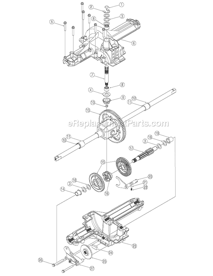 Transmission Assembly Diagram and Parts List for 13AT604G755 2004 MTD Lawn Tractor