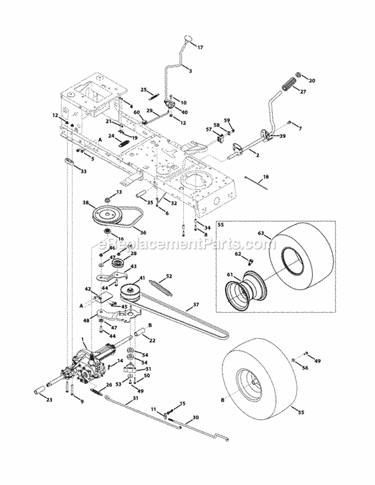 Frame & Pto Lift Diagram and Parts List for 13AX771S004 2011 MTD Lawn Mower