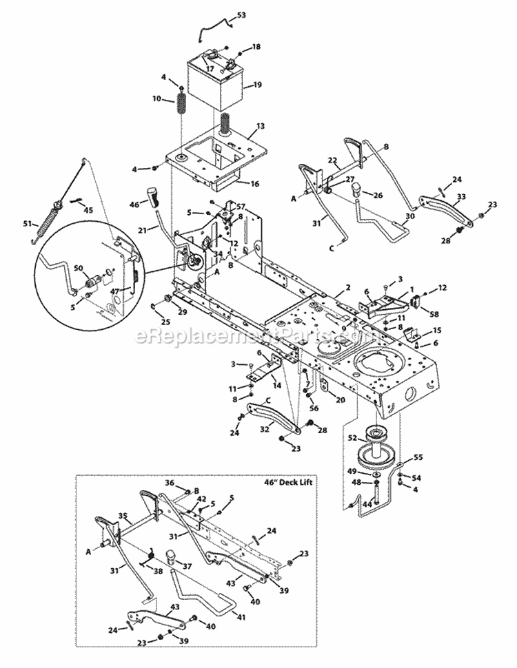 Engine Accessories Diagram and Parts List for 13AX771S004 2012 MTD Lawn Mower
