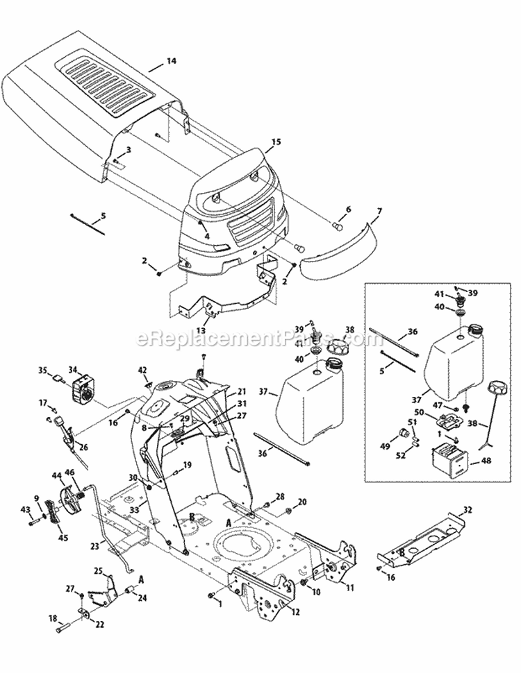 Front End Steering Diagram and Parts List for 13AX771S004 2012 MTD Lawn Mower