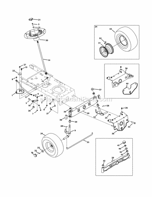 Front_End_Steering Diagram and Parts List for 13AX771T004 2011 MTD Lawn Tractor