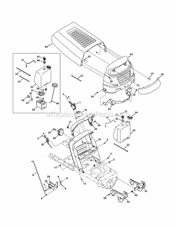 Hood_Style_1 Diagram and Parts List for 13AX771T004 2011 MTD Lawn Tractor