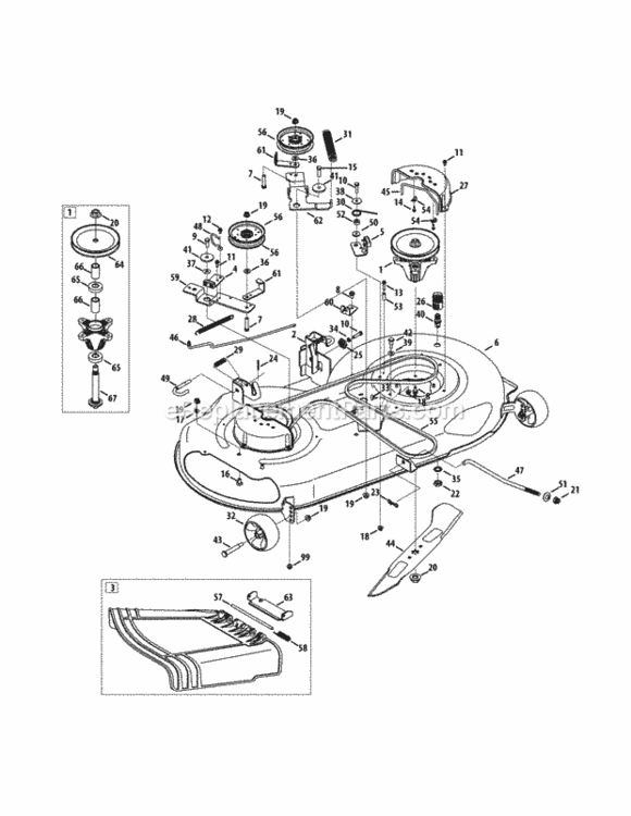 Mower_Deck_46-Inch Diagram and Parts List for 13AX771T004 2011 MTD Lawn Tractor