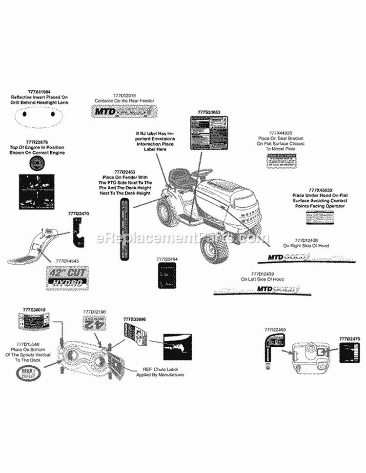 Page F Diagram and Parts List for 13AX795S004 2011 MTD Lawn Tractor