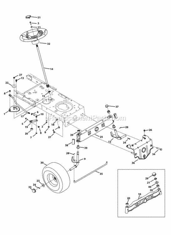 Front_End_Steering Diagram and Parts List for 13AX795T004 2013 MTD Lawn Tractor