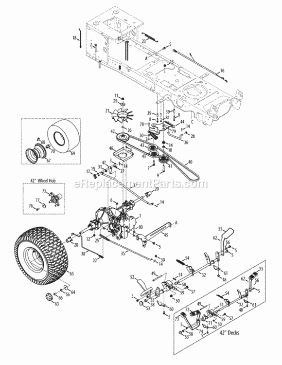 Page A Diagram and Parts List for 13AX915T004 2012 MTD Lawn Tractor