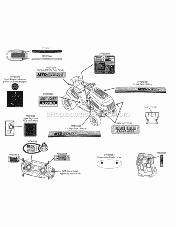 Page D Diagram and Parts List for 13AX915T004 2012 MTD Lawn Tractor