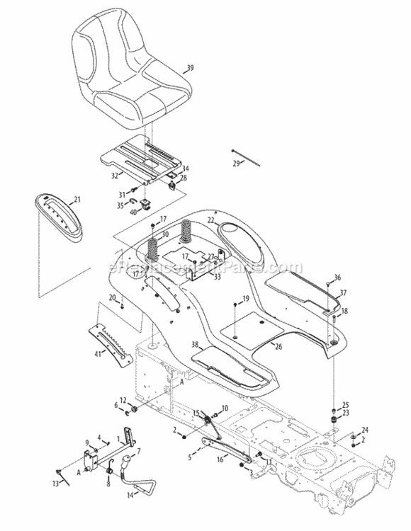 Page H Diagram and Parts List for 13AX915T004 2012 MTD Lawn Tractor
