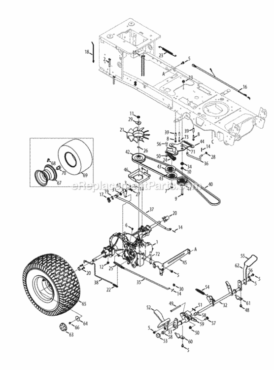 Page A Diagram and Parts List for 13AX915T004 2013 MTD Lawn Tractor