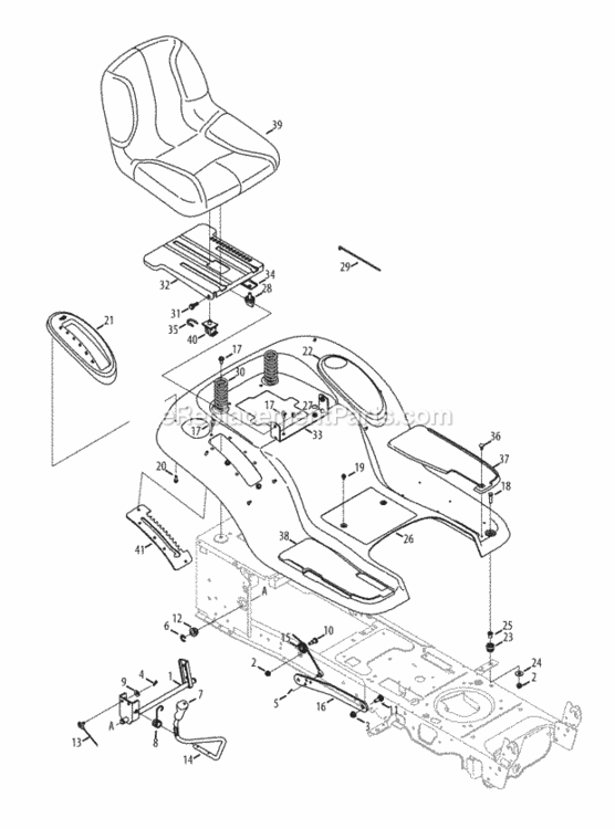 Page H Diagram and Parts List for 13AX915T004 2013 MTD Lawn Tractor