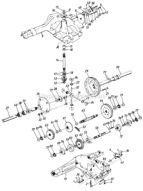 Transaxle Diagram and Parts List for 140-848H206  MTD Lawn Tractor