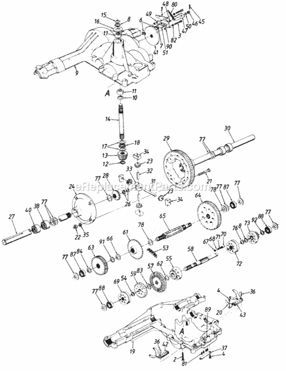 Transaxle Diagram and Parts List for 141-840H031  MTD Lawn Tractor