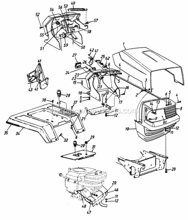 Parts Diagram and Parts List for 141-840H141  MTD Lawn Tractor