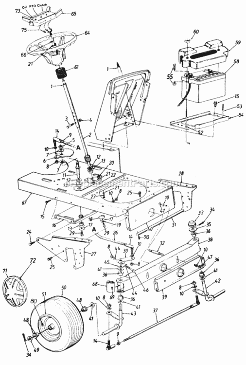 Page D Diagram and Parts List for 141-844H000 1991 MTD Lawn Tractor