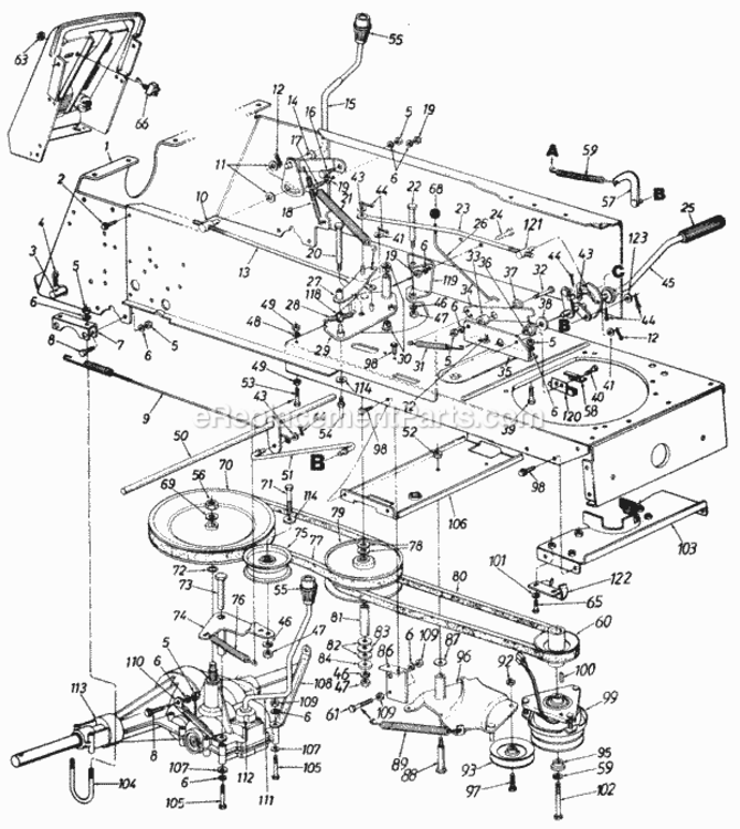 Page E Diagram and Parts List for 141-844H000 1991 MTD Lawn Tractor