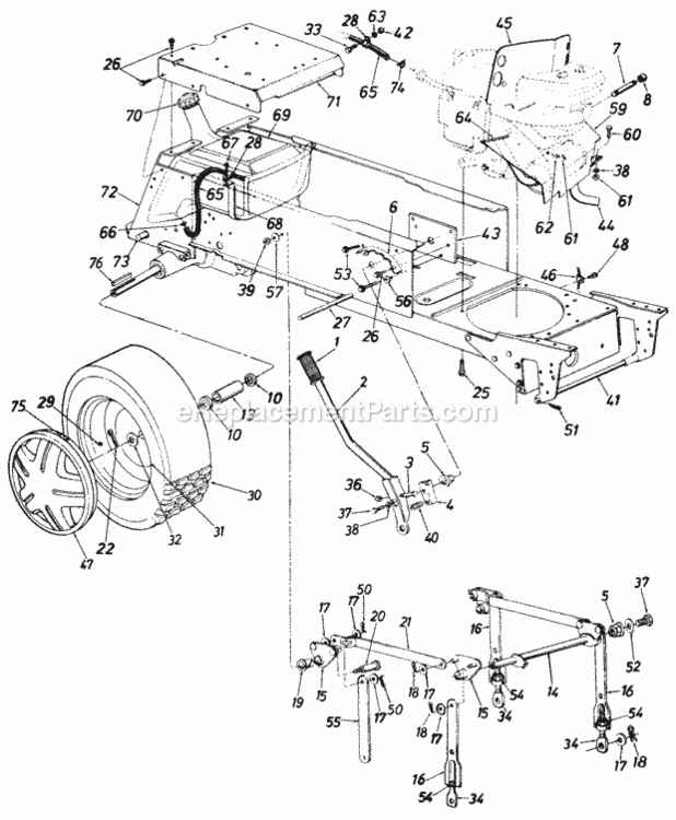 Page F Diagram and Parts List for 141-844H000 1991 MTD Lawn Tractor