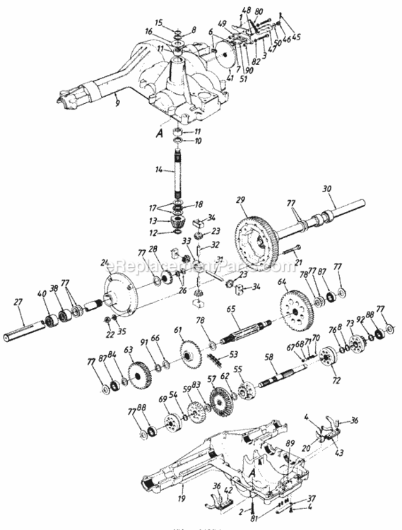 Page H Diagram and Parts List for 141-844H000 1991 MTD Lawn Tractor