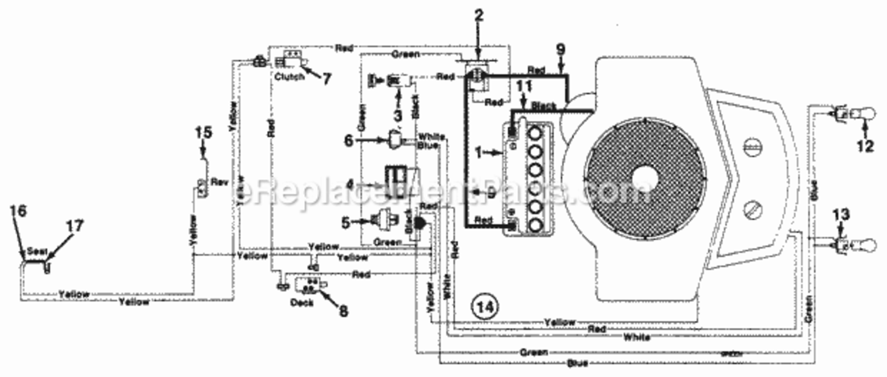 Electrical Diagram and Parts List for 141-848H130  MTD Lawn Tractor