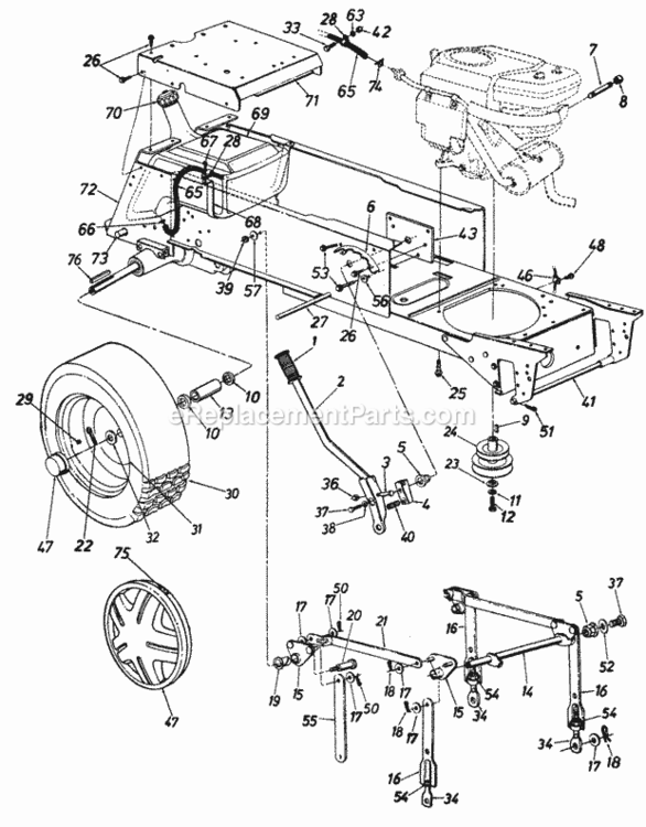 Page E Diagram and Parts List for 141-848H130  MTD Lawn Tractor