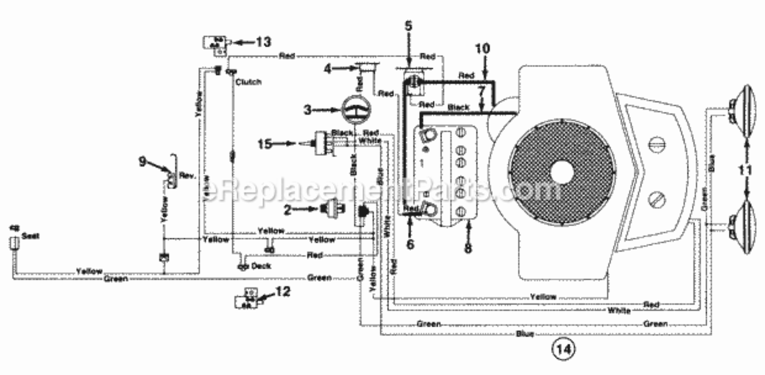 Electrical Diagram and Parts List for 141-995-118 GT1850 MTD Lawn Tractor