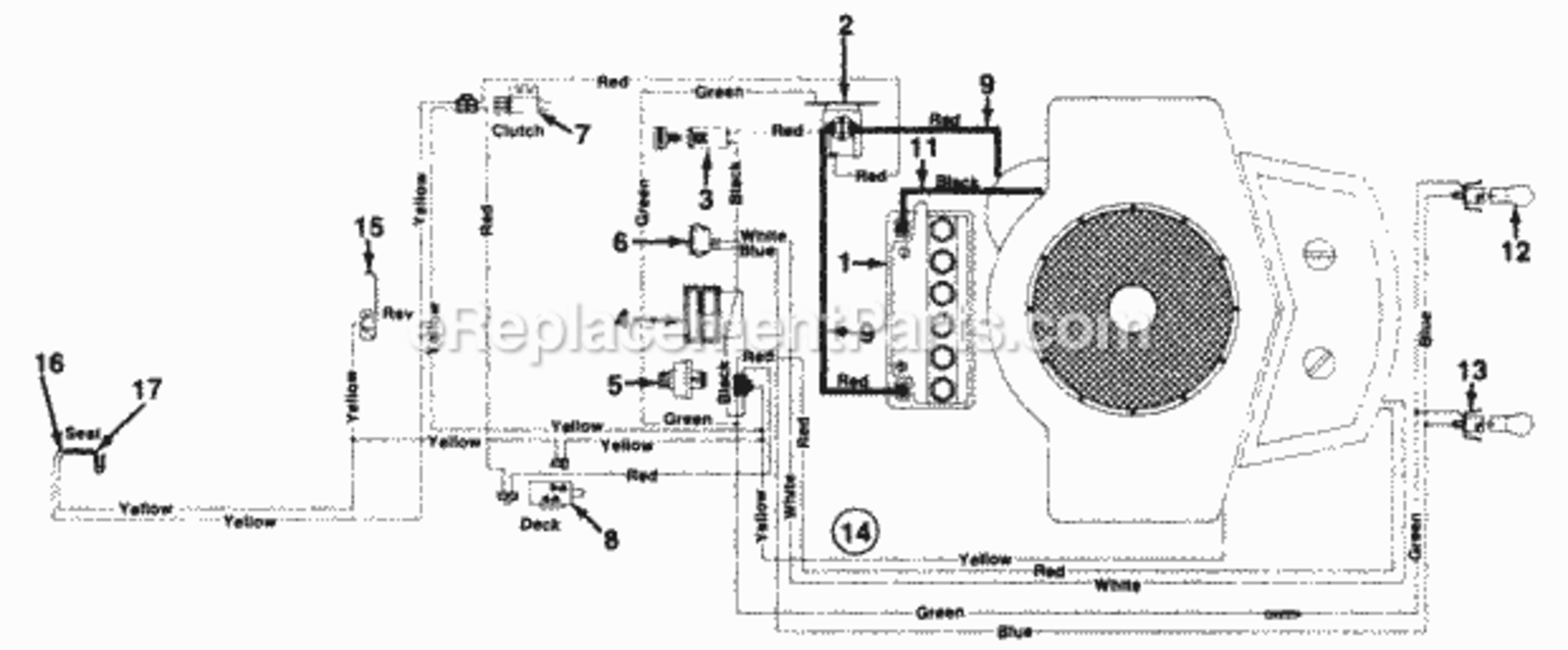 Electrical_System Diagram and Parts List for 142-840H305 1992 MTD Lawn Tractor