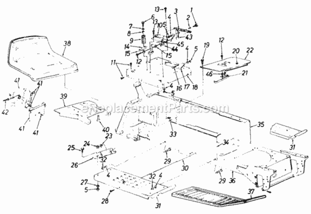 Lower_And_Side_Frame_Running_Boards_And_Seat Diagram and Parts List for 142-840H305 1992 MTD Lawn Tractor
