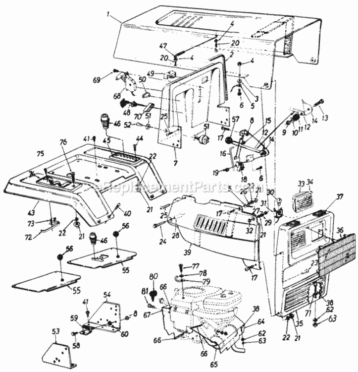 Hood_Assembly Diagram and Parts List for 142-848H147 1992 MTD Lawn Tractor