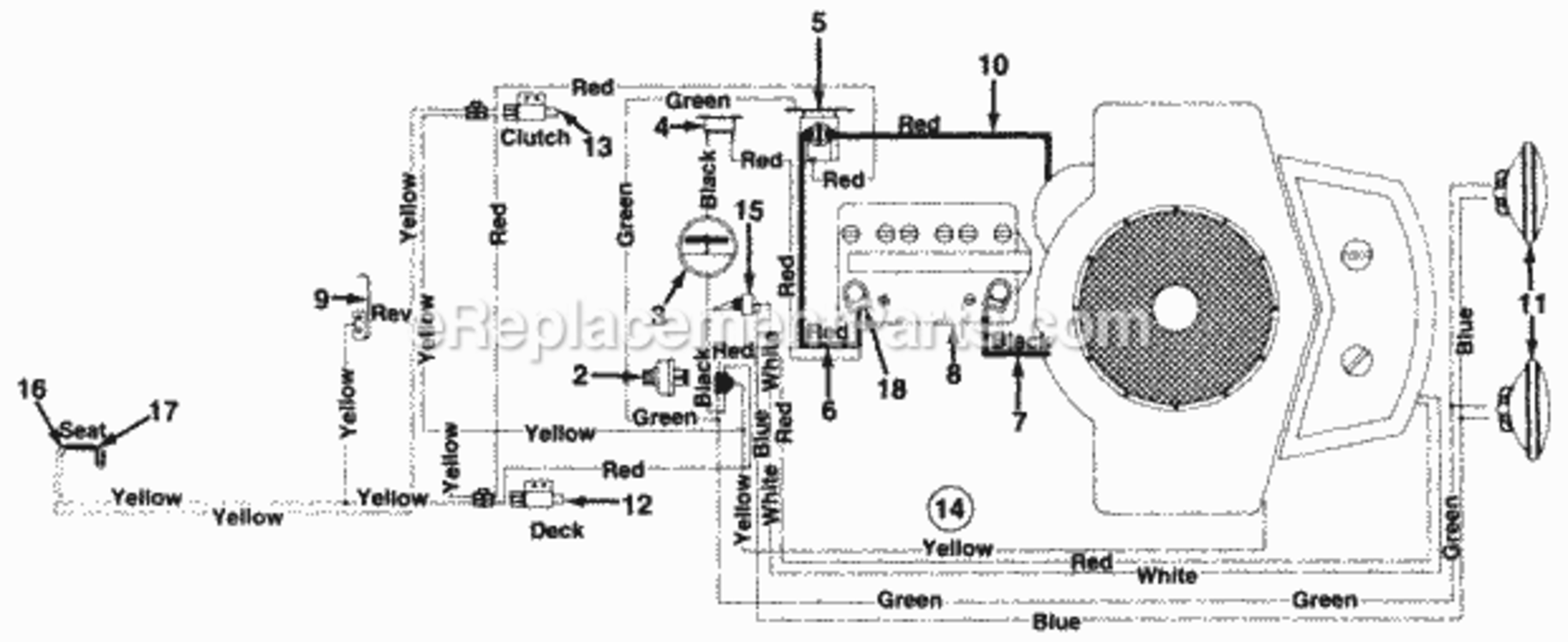Electrical_System Diagram and Parts List for 142-995-205 1992 MTD Lawn Tractor